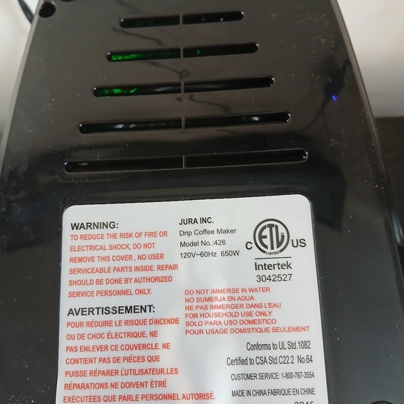 Jura Cypresso Coffee Maker model 426 in excellent condition.  Great for a apartm - Picture 10 of 12
